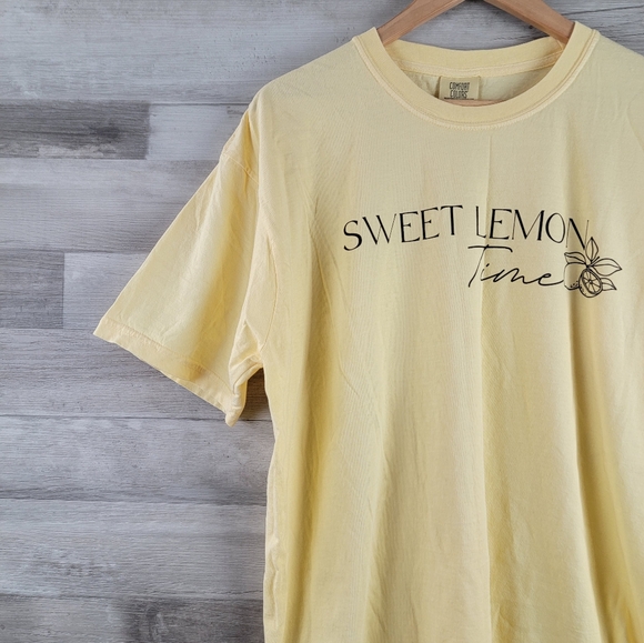 "Sweet Lemon Time* Comfort Colors Pastel Yellow Ring Spun Tee Size XL NWOT - Picture 7 of 11